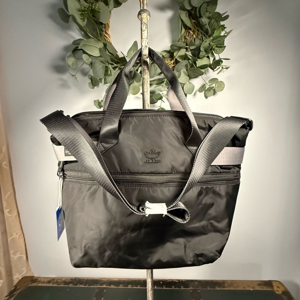 ADIDAS Originals Black Logo Puffer Shopper TOTE Crossbody Shoulder BAG NEW
